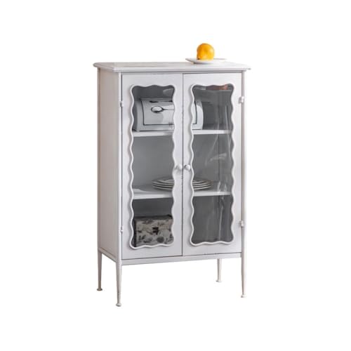 ADERFETBI Sideboard Retro Eisen Alt Glas Sideboard Schrank Wohnzimmer Weiß Aufbewahrung Sideboard Restaurant Weinschrank Schrank von ADERFETBI