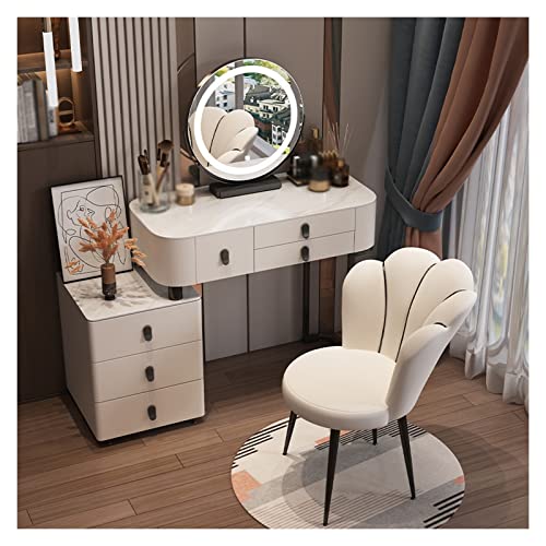 Frisiertisch Alle Holz Schiefer Frisiertisch Schminktisch Wohnung Aufbewahrungsschrank Schminkspiegel Schminktisch Hocker Kombination Set Schlafzimmer Aufbewahrungsschrank Schminktisch (White von ADERFETBI