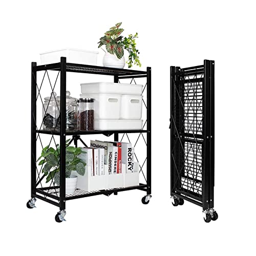 Küchen Organizer 3-lagiges faltbares Lagerregal, abnehmbares Küchenregal, Badezimmer-Metallregal, Rollenlagerregal, for Kleinigkeiten Lagerregal von ADERFETBI