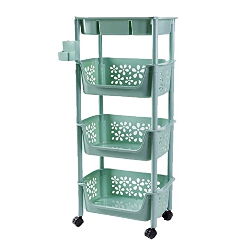 Küchen Organizer 4-stöckiges Küchenregal mit Rädern Bodenregal Badezimmerregal Mehrschichtiges Küchen-Obstregal Lagerregal von ADERFETBI