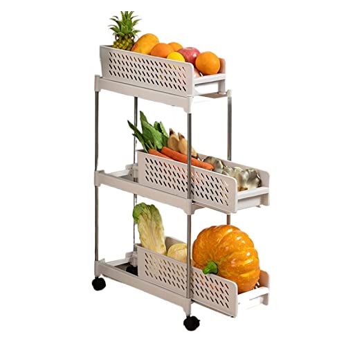 Küchen Organizer Ausziehbares Küchenregal, Kühlschrank, mehrschichtiger, bodenstehender Regalwagen, Gemüseregal, Badezimmer-Sundries-Rack Lagerregal(S) von ADERFETBI