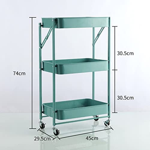 Küchen Organizer Faltbarer Rollwagen aus Metall for die Küche, 3-stöckiges Aufbewahrungsregal mit Rädern, Aufbewahrungskorb for Gemüse und Obst Lagerregal(B) von ADERFETBI