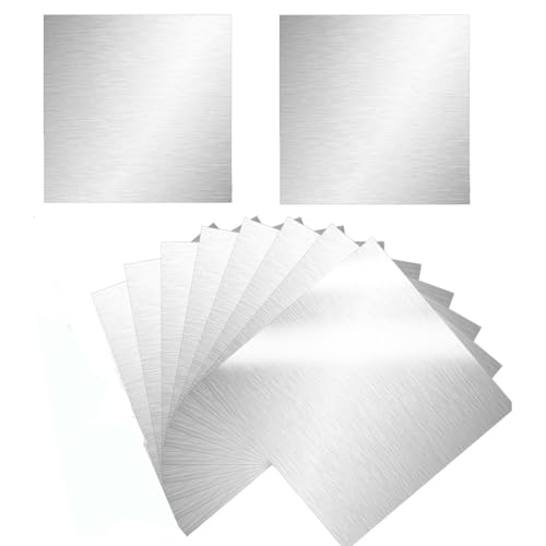 ADERTOS 10 Stk Aluplatten 20 * 20cm Aluminiumblech Alublech 0.5mm Aluminium Platte Blech Silber Metallplatte mit Schutzfolie Stanzbleche Übungsplatte für Modellbau Messebau DIY Projektieren Basteln von ADERTOS