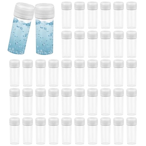 ADERTOS 50 Stück Probenröhrche 5ml Kryoröhrchen Reagenzglasprobe Klein Kunststoff Reagenzglas Transparent Reagenzgläser mit Schraubverschluss Plastik Probenflaschen für Labor Chemie Experimente von ADERTOS