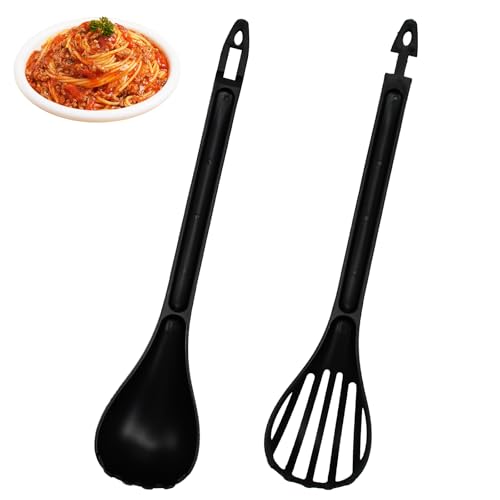 ADERTOS Spaghettilöffel Nudellöffel 3-in-1 Salatbesteck und Spaghettizange PP Kunststoff Funktion Küchenzange Abnehmbar Spaghettilöffel Kochzange Fleischzange Servierzange für Nudeln/Spaghetti von ADERTOS