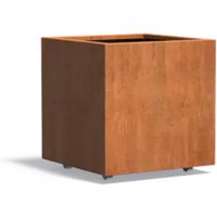 Pflanzgefäß Carrez mit Rollen aus Corten-Stahl Pflanzkübel Größe 70x70x70 cm - Adezz von ADEZZ