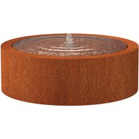 Wassertisch rund Corten-Stahl Rost braun/orange Wasserspiel mit Pumpe & led verschiedene Größe 120x40 cm - Adezz von ADEZZ