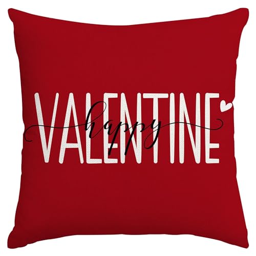 ADFLOOD Valentinstag-Kissenbezüge, 45,7 x 45,7 cm, Hello Valentine, dekorative Dekokissen, Dekoration, Urlaub, Party, roter Kissenbezug für Couch, Sofa von ADFLOOD