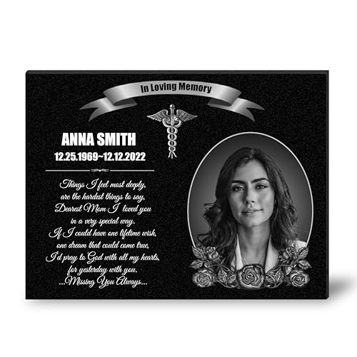 ADFSTONE Memorial Stones Granitplatte Grabschmuck Wetterfest,Grabstein,Schiefertafel Gedenktafel Erinnerung Geschenke,maßgeschneiderte Individuell Grabstein Plaque von ADFSTONE