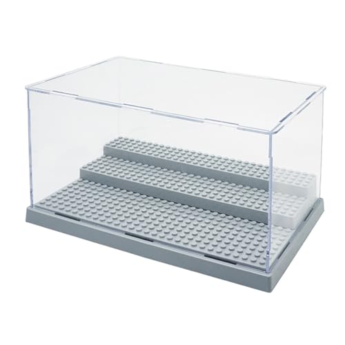 Klare Vitrine aus Acryl, abnehmbare Aufbewahrungsbox auf der Arbeitsplatte for Minifiguren (schwarz)(Light Gray) von ADFVGG