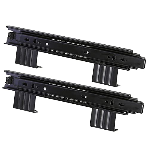 Schubladenführungen, 1 Paar vollständig ausziehbare Perlenauszugsschienen, 3 abnehmbare Schienenführungen, Führungen for die Tastaturablage, Tischauszugsschienen/Schwarz/12 Zoll-H 60 mm(10In H60Mm) von ADFVGG