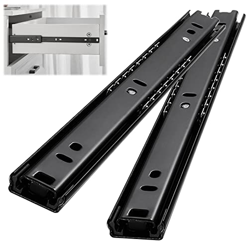 Schubladenführungen, 2 Stück Kugelperlenauszugsführungen, Schubladenführungen aus Metall, zweiteilig, abnehmbare Führungsschiene, geräuschlos und glatt/Schwarz/20 cm/8 Zoll(45Cm/18In) von ADFVGG