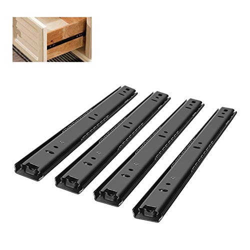 Schubladenführungen, 4 Stück Kugelbeküchenschrank-Schubladenführungen, Schubladenführungen aus Metall, leiser und stabiler Druck, Teleführungsschiene/schwarz/350 mm (14 Zoll)(350Mm(14Inch)) von ADFVGG