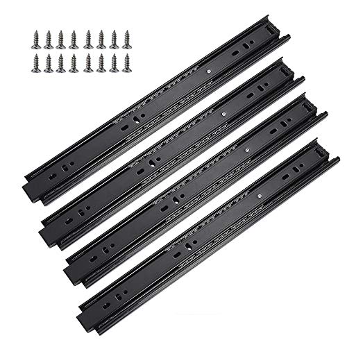 Schubladenführungen, Kugelführungen, Schrankschubladenführungen, 4-teilige Schubladenführungen, leises Öffnen und Schließen, robuste Teleskopschiene/schwarz/300 mm (12 Zoll)(450Mm(18Inch)) von ADFVGG