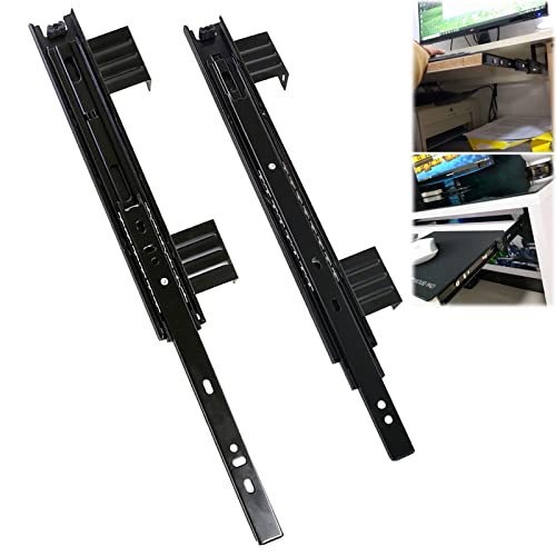 Schubladenführungen, Schubladenführungen, 3-fach Vollauszug, 2 Stück Metall-Schubladenführungen abnehmbar, Tastaturablageführungen, Kugelführungen leise/schwarz/290 mm-H 60 mm(240Mm H60Mm) von ADFVGG