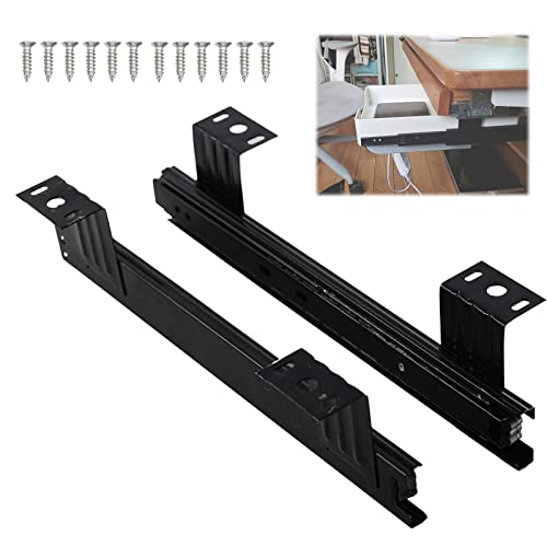 Schubladenführungen, Schubladenführungen aus Metall, 3-fach ausziehbare Schubladengleiter, 1 Paar abnehmbare Führungsschiene, Kugelführungen, seitliche Montage/Schwarz/12 Zoll-H35 mm(12Inch H35Mm) von ADFVGG