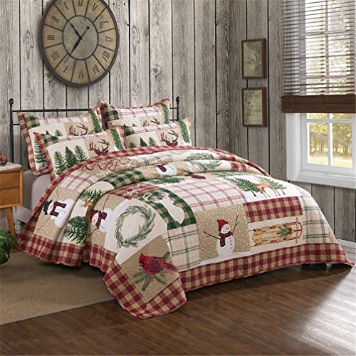 ADGAI Weihnachten Gesteppte Bettdecke 230 x 240 cm Schneewald Reversible King Size Quilt-Decke und wirft Coverlet Bettwäsche-Sets 3 Stück von ADGAI