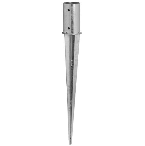ADGO Pfostenträger Ø 100 x 750 mm Feuerverzinkt Einschlaghülse Pfostenträger Bodenhülse Einschlagbodenhülse Pfosten Anker Stahl Silber von ADGO