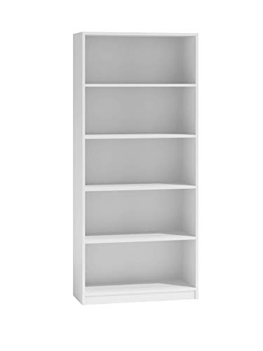 ADGO Schmales Bücherregal Weiß mit Trennwänden, 60 x 30 x 182 cm, Bücherregal hoch, offenes Standregal, Regal Schmal Hoch, Büroregal, Ordnerregal, Büromöbel, Wandregal, Bookcase, Regal von ADGO