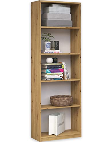 ADGO Bücherschrank - Bücherregal Wand - Regal Eiche Artisan - Standregal - Regal Schmal - Büroregal - Ordnerregal - Büroschrank - Wandregal - Bookshelf - Schrank schmal - Aufbewahrungsregal von ADGO