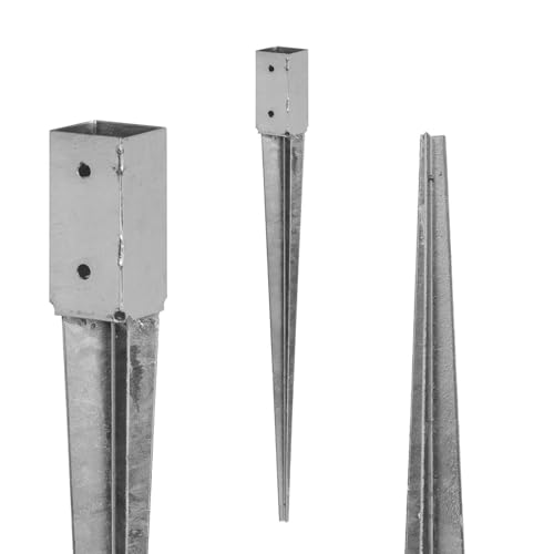 ADGO Einschlagbodenhülse - Pfostenträger 60x60 - Zaunpfostenträger - Bodenanker für Holzpfosten - Feuerverzinkt - Einschlaghülse - Einschlagbodenhülse - Anker 750 mm Gesamtlänge von ADGO