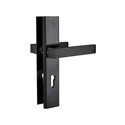 ADGO Floko Langstangen-Außengriff mit Schlüsseleinsatz Grifflänge 130 mm, Breite 50 mm, Höhe 242 mm, Schafttiefe 9 mm Moderner Außengriff aus Aluminium Rechts/Links-Griff (Schwarz, 92 mm) von ADGO