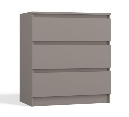 ADGO - Kommode Malwa M3 - Kommode mit Grifflosen Schubladenfronten - 3 geräumige Schubladen, Schubladen auf Rollenführung - Praktisch und modern - 70x40x75cm - Ton von ADGO