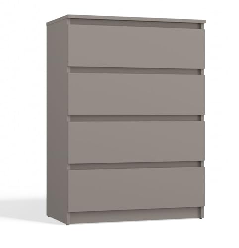 ADGO - Kommode Malwa M4 - Kommode mit Grifflosen Schubladenfronten - 4 geräumige Schubladen, Schubladen auf Rollenführung - Praktisch und modern - 70x40x97cm - Ton von ADGO