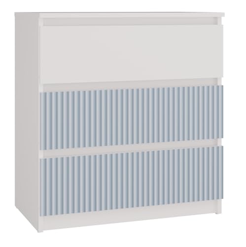 ADGO - Kommode mit Schubladen - Sideboard Wohnzimmer Malwa Arteso - 70cm breit, 75cm hoch - für Schlafzimmer, Kinderzimmer, Jugendzimmer, Flur - Geräumige 3 Schubladen - Blau von ADGO