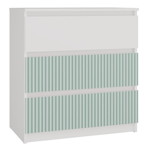 ADGO - Kommode mit Schubladen - Sideboard Wohnzimmer Malwa Arteso - 70cm breit, 75cm hoch - für Schlafzimmer, Kinderzimmer, Jugendzimmer, Flur - Geräumige 3 Schubladen - Mint von ADGO