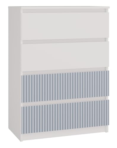 ADGO - Kommode mit Schubladen - Sideboard Wohnzimmer Malwa Arteso - 70cm breit, 75cm hoch - für Schlafzimmer, Kinderzimmer, Jugendzimmer, Flur - Geräumige 4 Schubladen - Blau von ADGO