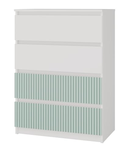 ADGO - Kommode mit Schubladen - Sideboard Wohnzimmer Malwa Arteso - 70cm breit, 75cm hoch - für Schlafzimmer, Kinderzimmer, Jugendzimmer, Flur - Geräumige 4 Schubladen - Rosa von ADGO