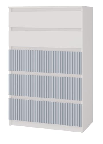 ADGO - Kommode mit Schubladen - Sideboard Wohnzimmer Malwa Arteso - 70cm breit, 75cm hoch - für Schlafzimmer, Kinderzimmer, Jugendzimmer, Flur - Geräumige 5 Schubladen - Blau von ADGO