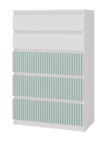 ADGO - Kommode mit Schubladen - Sideboard Wohnzimmer Malwa Arteso - 70cm breit, 75cm hoch - für Schlafzimmer, Kinderzimmer, Jugendzimmer, Flur - Geräumige 5 Schubladen - Mint von ADGO