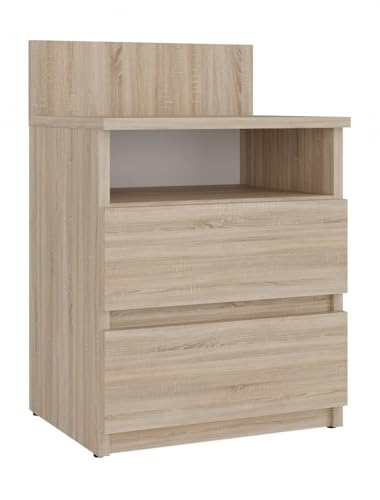 ADGO Malwa M1 Nachttisch, Nachtkommode mit mit 2 Schubladen und 1 Einlegeboden, Nachtschrank, Beistelltisch, für Schlafzimmer, Wohnzimmer, Kinderzimmer, Neben Bett zu Stellen (Sonoma Eiche) von ADGO