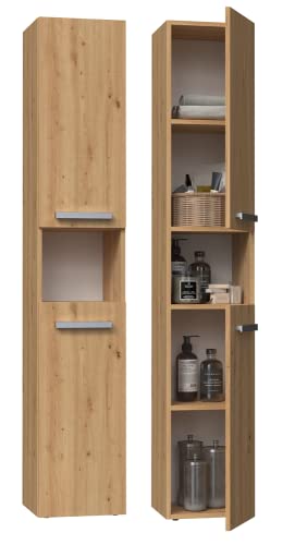 ADGO Nel I Schmaler badschrank Badschrank schmal 31 cm x 174 cm x 30 cm Badmöbel Artisan Schrank für Badezimmer Minimalistisches Design 2 Türen 4 Einlegeböden von ADGO