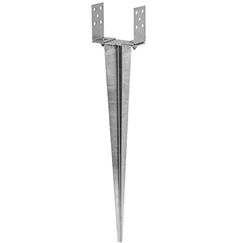 ADGO, Pfostenträger, 0 - 120 x 750 mm, Zaunpfostenträger, feuerverzinkt, Einschlaghülse, Pfostenträger, Bodenhülse, Stahl, Silber von ADGO