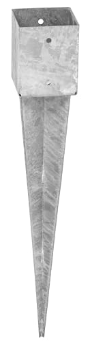 ADGO Einschlagbodenhülse - Pfostenträger 100x100 - Zaunpfostenträger - Bodenanker für Holzpfosten - Feuerverzinkt - Einschlaghülse - Einschlagbodenhülse - Anker 750 mm Gesamtlänge von ADGO