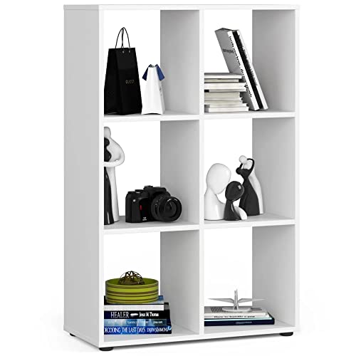 ADGO Quad 6 Regale Bücherregal Elegant und einfach für Verschiedene Innenräume Bücherregal Stand für Ornamente Bücher Blumen Hohe Qualität (weiß, 70,5x109x33 cm) von ADGO