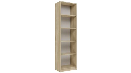 ADGO Schmales Bücherregal Sonoma Eiche mit Trennwänden, 50 x 30 x 181 cm, Bücherregal hoch, offenes Standregal, Regal Schmal Hoch, Büroregal, Ordnerregal, Büromöbel, Wandregal, Bookcase, Regal von ADGO