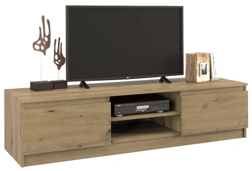 ADGO RTV 140 TV-Ständer mit 2 Schränken und 2 Regalen 140x40x36cm, TV-Lowboard, Lowboard für Fernseher, Fernsehschrank, Fernsehtisch, Stehend TV-Regal, Board mit Stauraum, Langer (Artisan Eiche) von ADGO