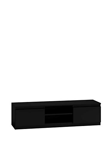 ADGO RTV 140 TV-Ständer mit 2 Schränken und 2 Regalen 140x40x36cm, TV-Lowboard, Lowboard für Fernseher, Fernsehschrank, Fernsehtisch, Stehend TV-Regal, Board mit Stauraum, Langer (Schwarz) von ADGO