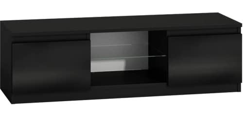 ADGO RTV 140 TV-Ständer mit 2 Schränken und 2 Regalen 140x40x36cm, TV-Lowboard, Lowboard für Fernseher, Fernsehschrank, Fernsehtisch, Stehend TV-Regal, Board mit Stauraum, Langer (Schwarz Glanz) von ADGO