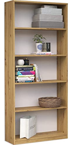 ADGO Schmales Bücherregal Artisan Eiche mit Trennwänden, 60 x 30 x 182 cm, Bücherregal hoch, offenes Standregal, Regal Schmal Hoch, Büroregal, Ordnerregal, Büromöbel, Wandregal, Bookcase, Regal von ADGO