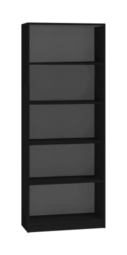 ADGO Schmales Bücherregal Schwarz mit Trennwänden, 40 x 30 x 182 cm, Bücherregal hoch, offenes Standregal, Regal Schmal Hoch, Büroregal, Ordnerregal, Büromöbel, Wandregal, Bookcase, Regal von ADGO