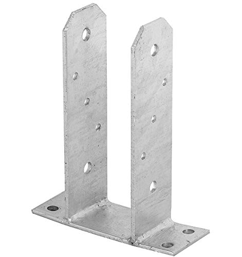 ADGO Sockel-Pfostenträger 70mm Zaunpfostenschraube feuerverzinkt Gleithülse Halter Bodenhülse Einschubhülse Bodenhülse Stahlboden silber von ADGO