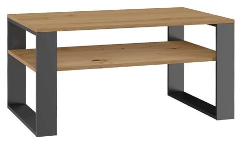 ADGO - Couchtisch mit Ablagefläche Modern, Tisch mit Stauraum, Beistelltisch, Kleiner Tisch für Wohnzimmer mit Zeitungsregal, 58x90x50 cm - Anthrazit/Artisan 1P von ADGO