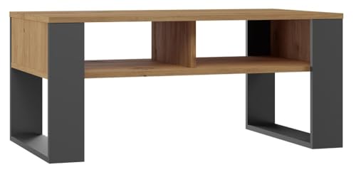 ADGO TOPESHOP - Couchtisch mit Ablagefläche Modern, Tisch mit Stauraum, Beistelltisch, Kleiner Tisch für Wohnzimmer mit Zeitungsregal, 58x90x50 cm - Anthrazit/Artisan 2P von ADGO