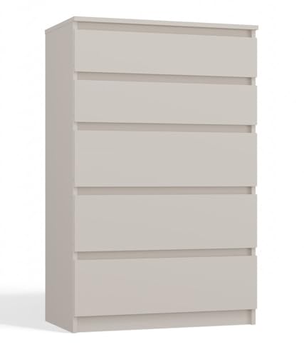 ADGO - Kommode mit Schubladen - Sideboard Wohnzimmer Malwa - für Schlafzimmer, Kinderzimmer, Jugendzimmer, Flur - Geräumige 5 Schubladen - Kaschmir - 70x40x109,5cm von ADGO