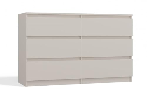 ADGO - Kommode mit Schubladen - Sideboard Wohnzimmer Malwa - für Schlafzimmer, Kinderzimmer, Jugendzimmer, Flur - Geräumige 6 Schubladen - Kaschmir - 120x30x75cm von ADGO
